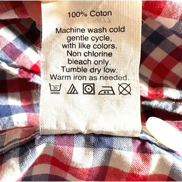 J Crew Mens Slim Fit Red Blue Checkered Button Down Shirt Plaid Small Nautical - Picture 7 of 7